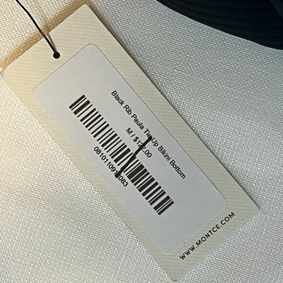 NWT Montce Paula Tie Up Bikini Bottom in Black Rib Size Medium - Picture 6 of 7